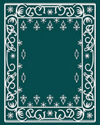 White Damask Snowflake Frame Teal Rug