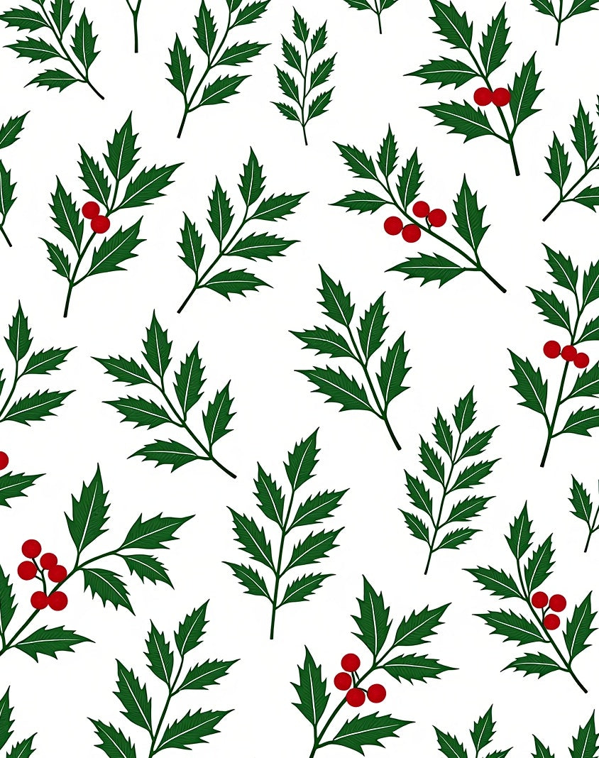 Green Holly Berry Foliage Rug