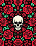 Crimson Rose Skull Americana Rug