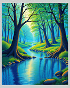 Lush Forest Stream with Bright Sunlight Rug