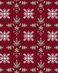 Crimson Snowflakes and Ferns Arrangement Rug