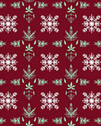 Crimson Snowflakes and Ferns Arrangement Rug