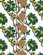 Whimsical Sloth Green Leaf Yellow Bloom Rug