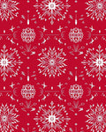 Crimson White Snowflake Starburst Rug