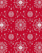 Crimson White Snowflake Starburst Rug