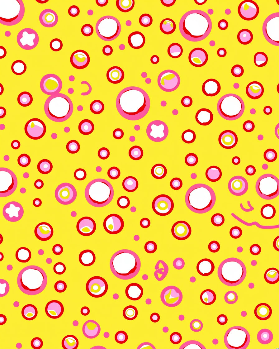Vibrant Yellow Pink Bubble Collage Rug