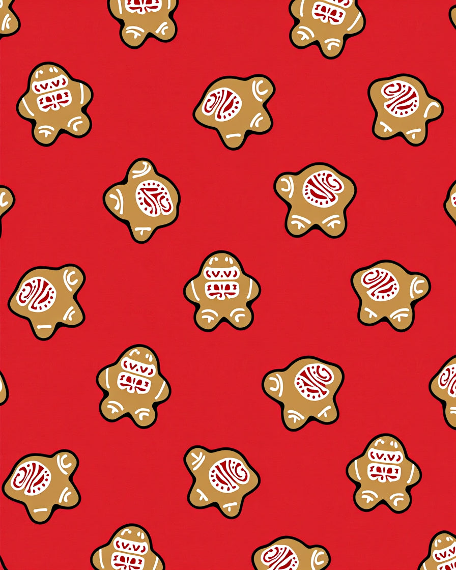 Festive Red Gingerbread Man Repeat Rug