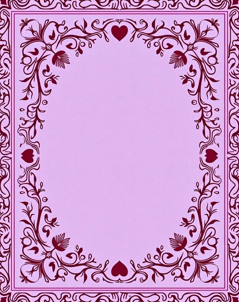 Ornate Lilac Heart Vine Border Rug