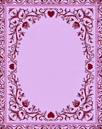 Ornate Lilac Heart Vine Border Rug