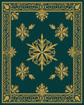 Deep Teal Golden Floral Starburst Rug
