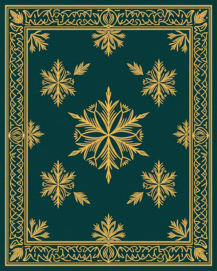 Deep Teal Golden Floral Starburst Rug