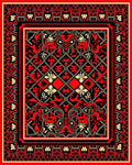 Bold Red Black Tribal Symmetry Rug