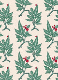 Green Leaf Red Berry Branch Repeat Rug