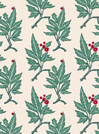 Green Leaf Red Berry Branch Repeat Rug