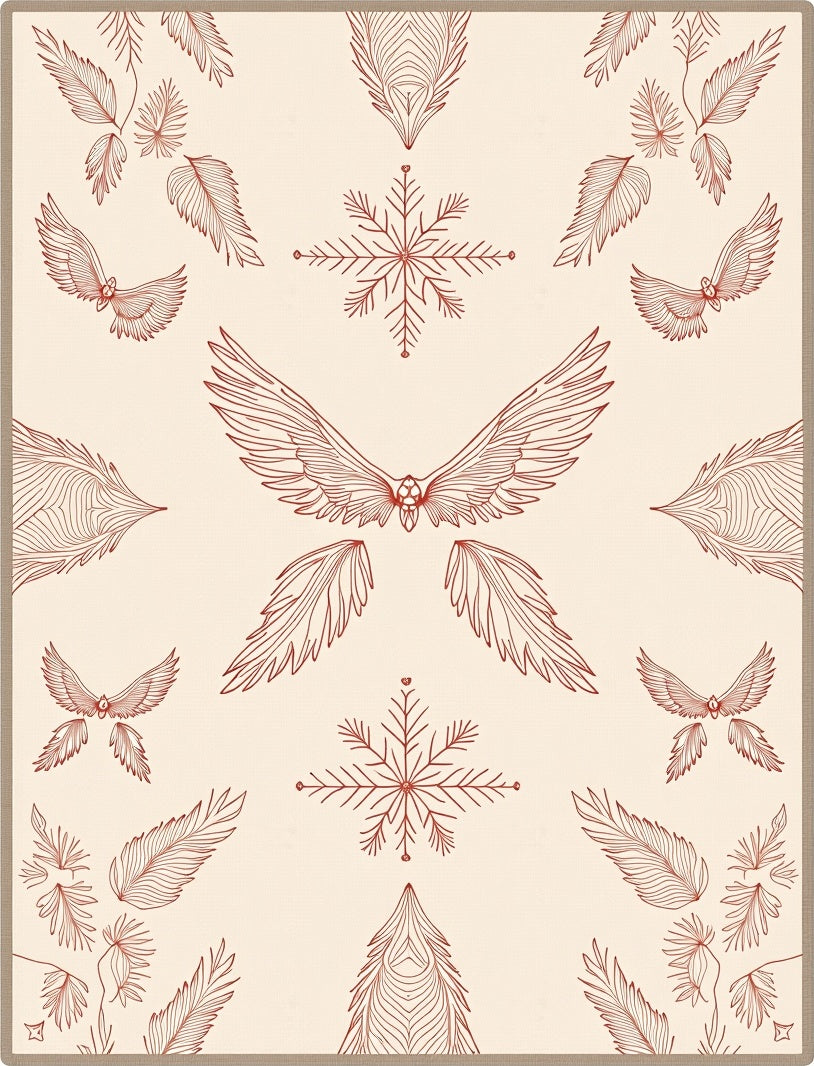 Crimson Wings and Feathers Snowflake Rug