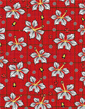 Red Floral Hibiscus Tartan Charm Rug