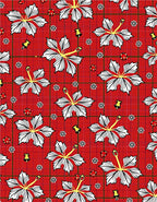 Red Floral Hibiscus Tartan Charm Rug