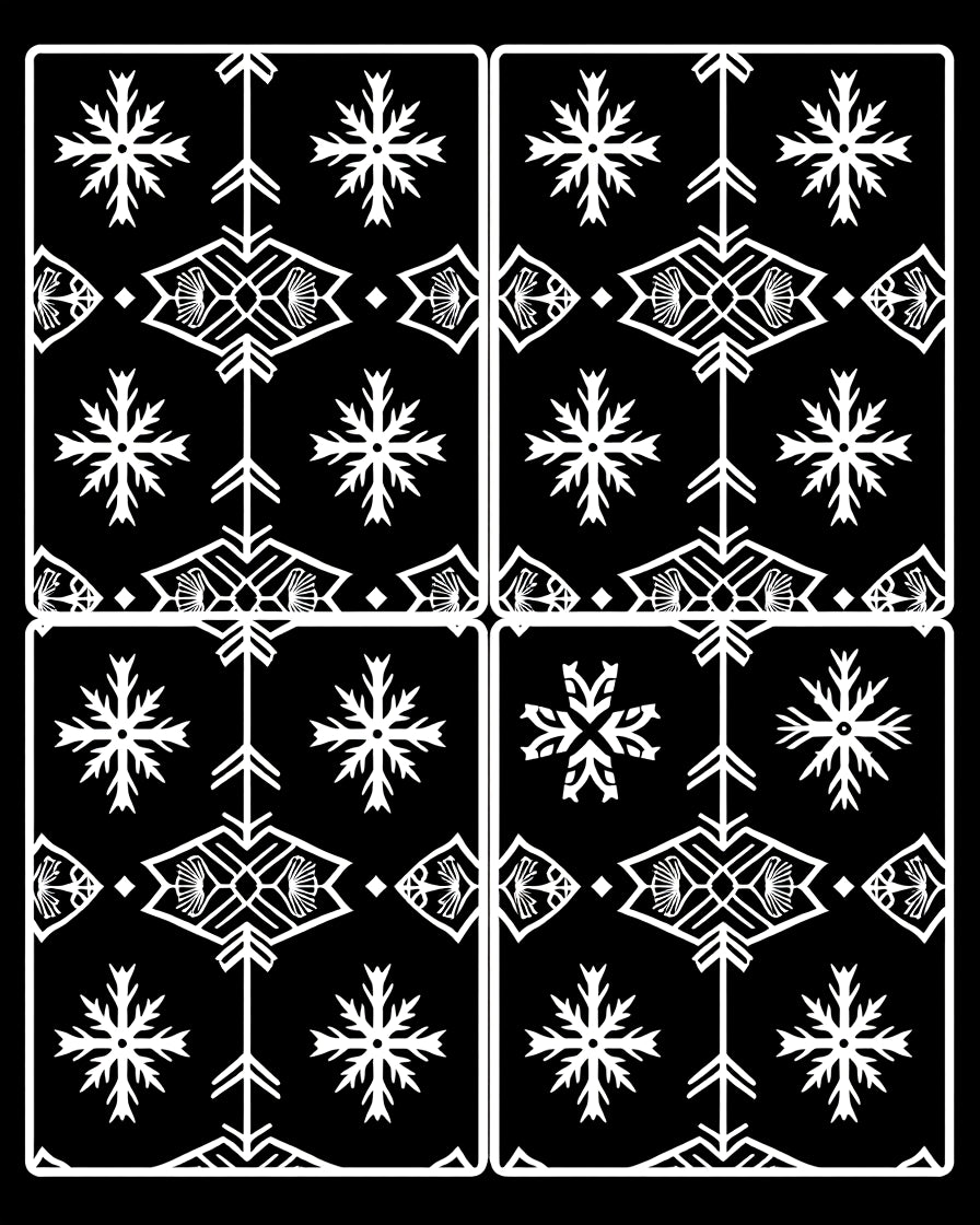 Monochromatic White Snowflake Geometric Medallion Rug