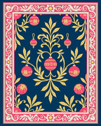 Crimson Pink Gold Ornate Garland Rug