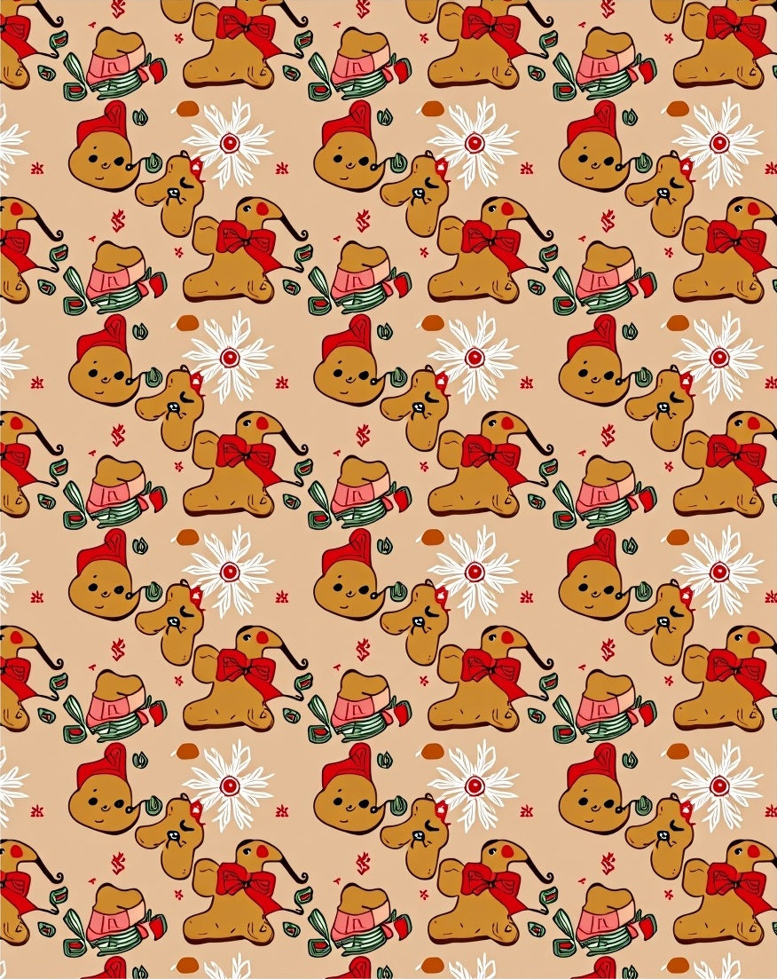 Whimsical Gingerbread Candy Cane Friends Rug
