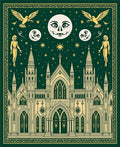 Gothic Emerald Castle Celestial Scene Rug