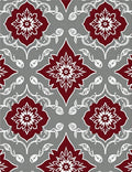 Deep Red Floral Medallion Gray Overlay Rug