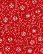 Crimson Snowflake Floral Outline Rug