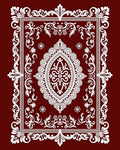 Deep Red White Ornate Medallion Area Rug