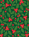 Red Poinsettia Green Berry Garland Rug