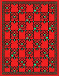 Vivid Red Floral Lattice Medallion Rug