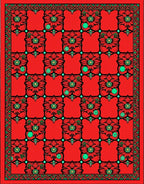 Vivid Red Floral Lattice Medallion Rug