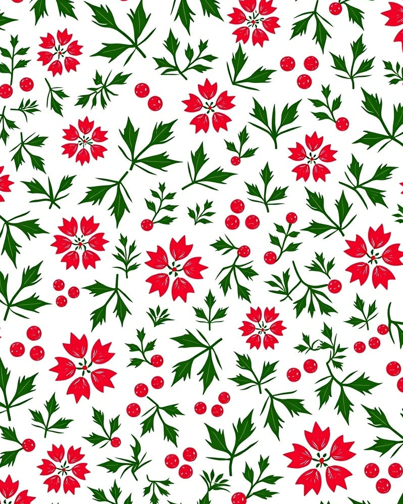 Radiant Red Floral Leaf Arrangement Rug