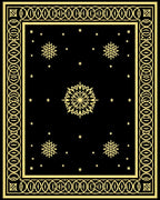 Golden Snowflake Black Celestial Rug