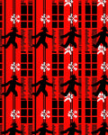 Bold Black Crimson Figure Snowflakes Rug