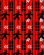Bold Black Crimson Figure Snowflakes Rug