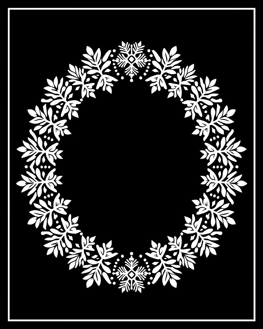 White Foliage Star Wreath Outline Rug