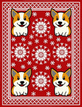 Red Corgi Snowflake Holiday Rug