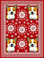 Red Corgi Snowflake Holiday Rug
