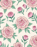 Pink Roses Garden Romantic Floral Rug