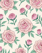 Pink Roses Garden Romantic Floral Rug