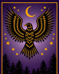Golden Eagle Moonlit Starry Night Forest Rug