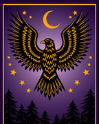 Golden Eagle Moonlit Starry Night Forest Rug