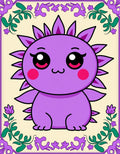 Kawaii Purple Monster Floral Border Rug