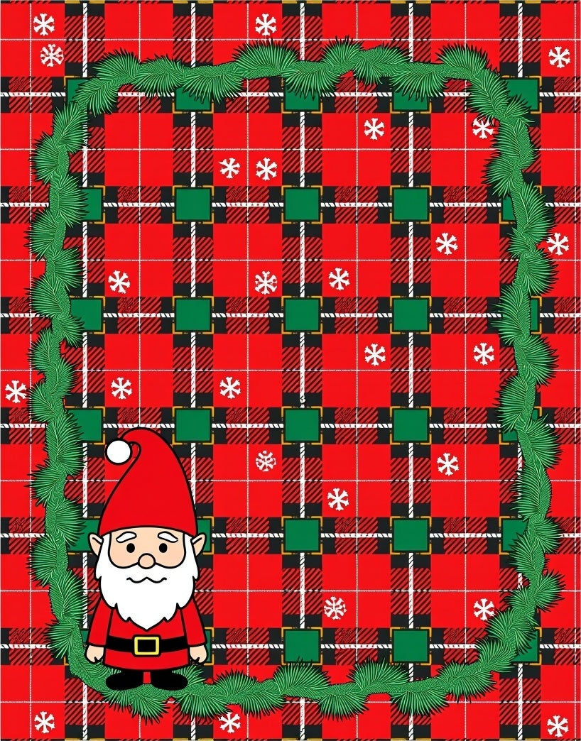 Festive red plaid gnome garland Rug