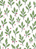 Green Fir Branch Red Berry Arrangement Rug