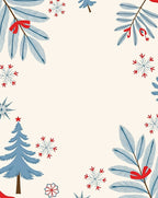 Festive Blue Spruce Snowflakes Bows Rug