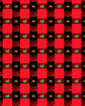 Red Black Buffalo Check Floral Motif Rug
