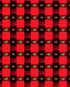 Red Black Buffalo Check Floral Motif Rug