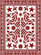 Deep Red Star Geometric Medallion Rug