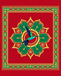 Vibrant Emerald Hummingbird Floral Medallion Rug